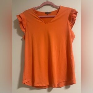 Adrianna Papell Tangerine Pleated Sleeve Tee
